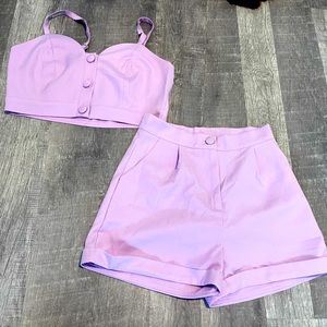 Purple crop top set never worn